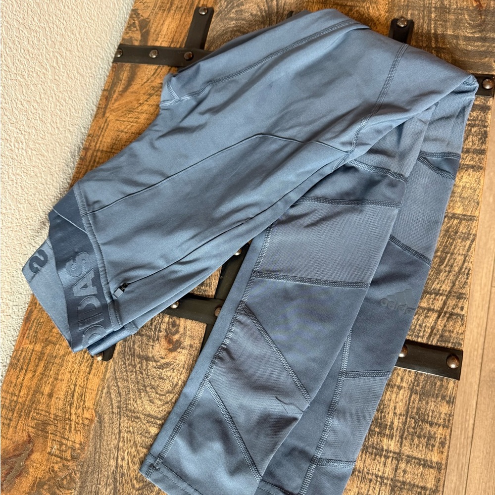 Adidas Blue Leggings Lightweight Performance Wear